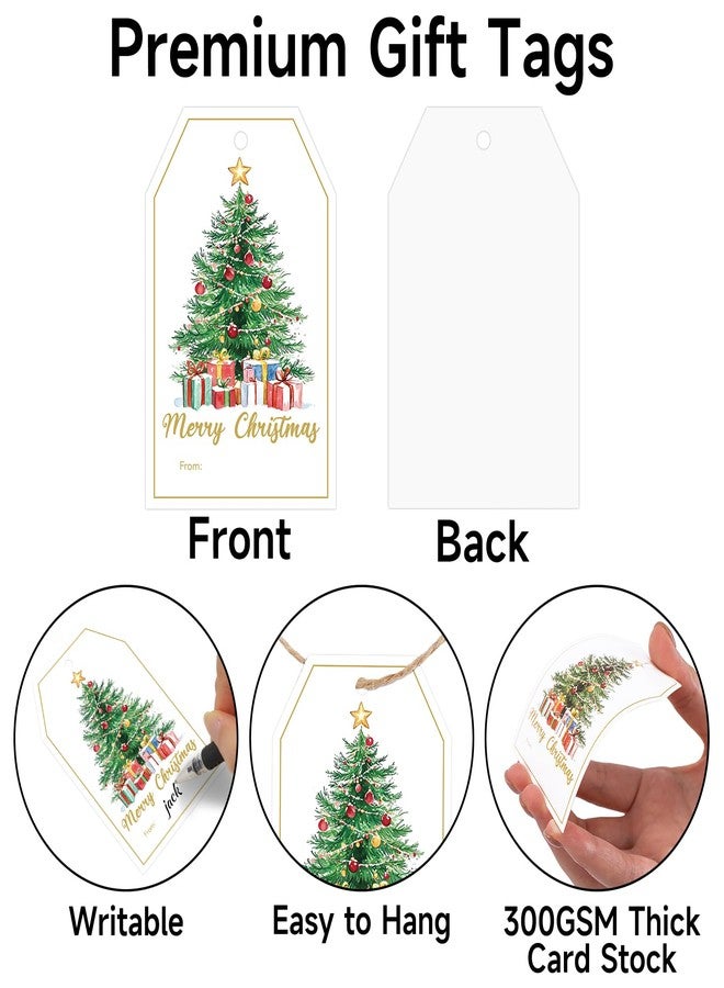 joycraft 50Pcs Merry Christmas Tags with String - 3.3x2.1 in White Paper Holiday Hangtags, Christmas Tree Gift Tags for Party Favor, Candy Bags, DIY Craft, Teacher Appreciation - Image 3